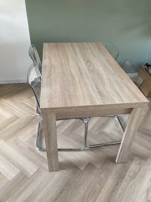 Uitschuifbare eettafel, Ophalen, Gebruikt, 100 tot 150 cm, 50 tot 100 cm