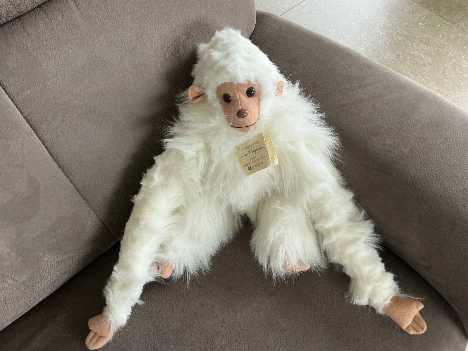 Vintage Pluche aap van Anna Club Plush (KWF), Ophalen of Verzenden, Gebruikt, Wit, Aap