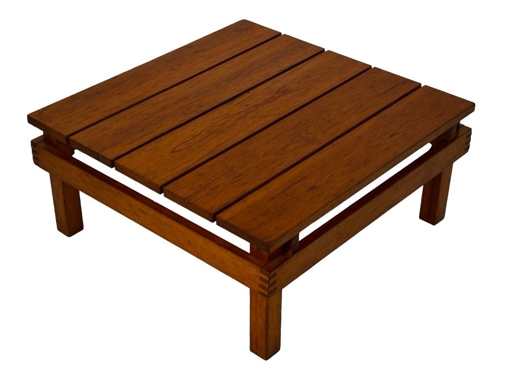 Vintage Salontafel Pinewood Slatted Design Jaren 70, Ophalen, Gebruikt, 100 tot 150 cm, Vintage Salontafel