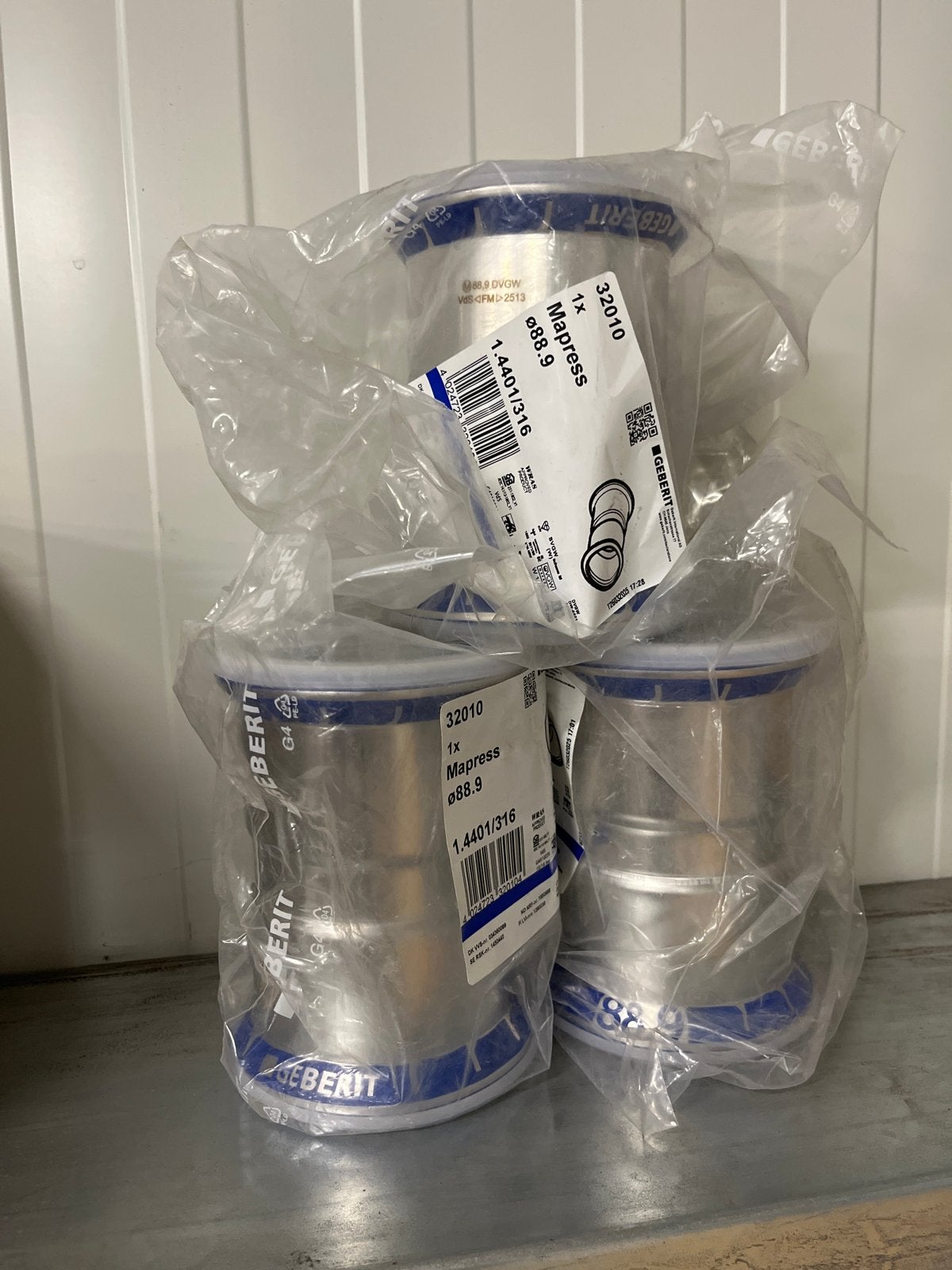 Geberit Mapress RVS Persfittingen Ø88.9 (3 stuks), Verzenden, Nieuw, Rvs, Overige typen