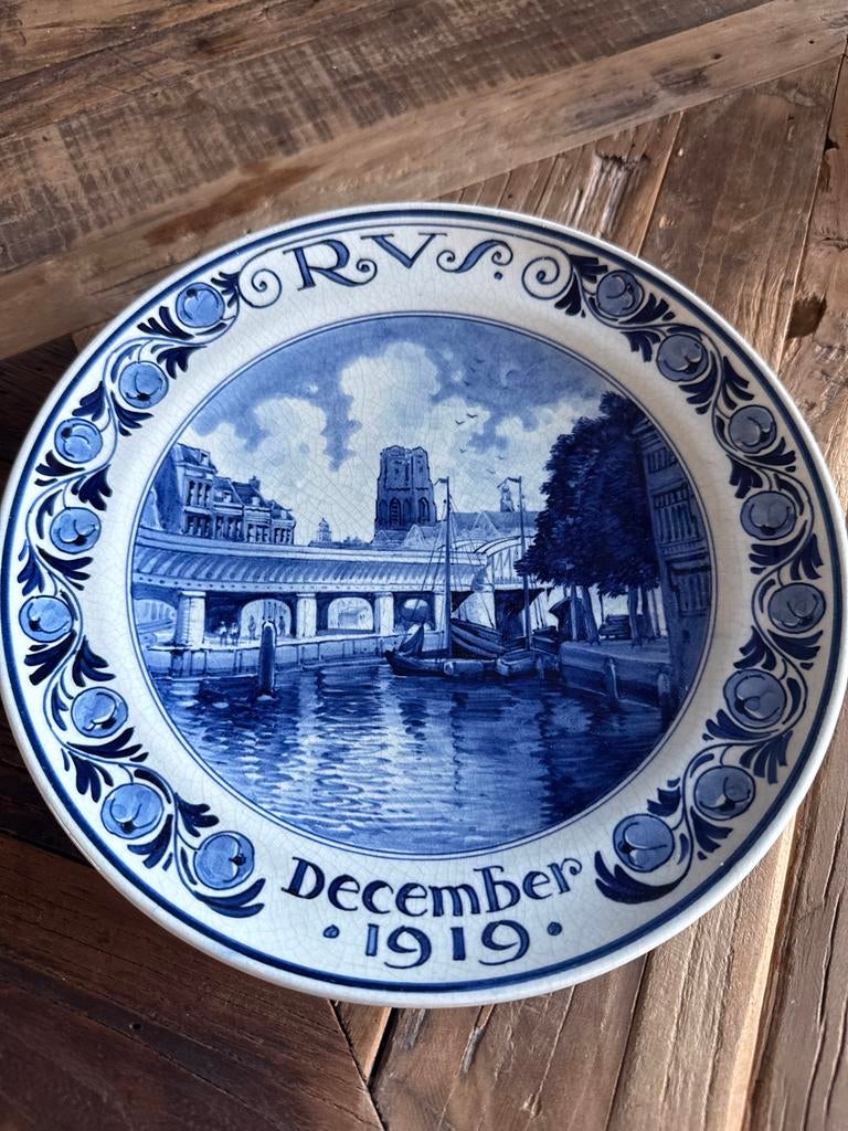 Antiek Delfts Blauw RVS December 1919 Gedenkbord, Antiek en Kunst, Ophalen