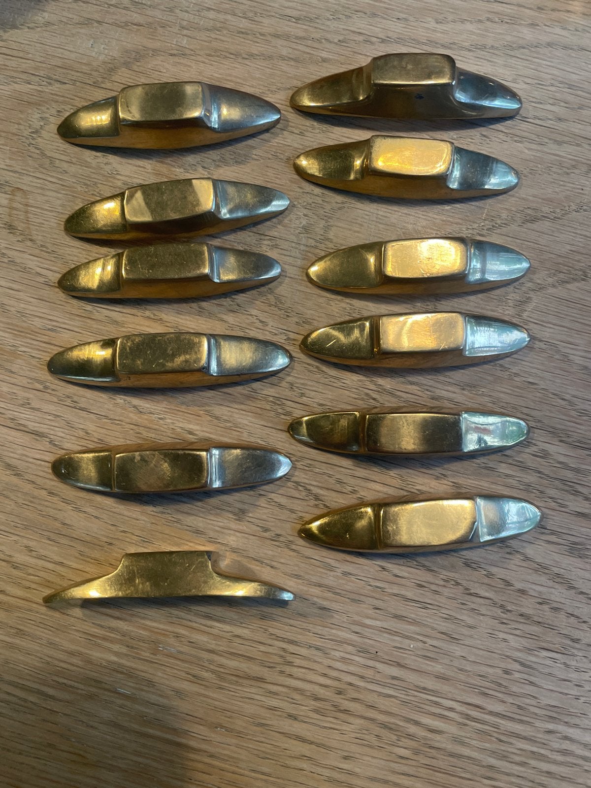 Set van 12 messing messenleggers, Antiek en Kunst, Ophalen of Verzenden