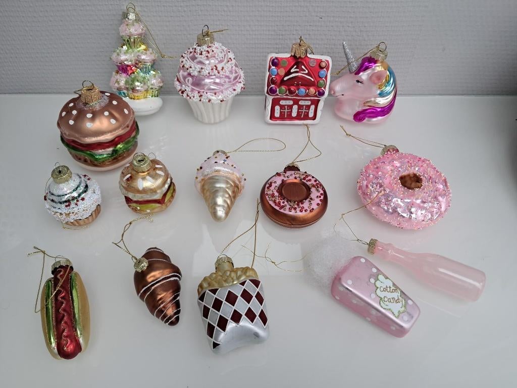 kerst kerstballen Decoratie donuts hamburger snacks ijs enz, Ophalen of Verzenden, Nieuw