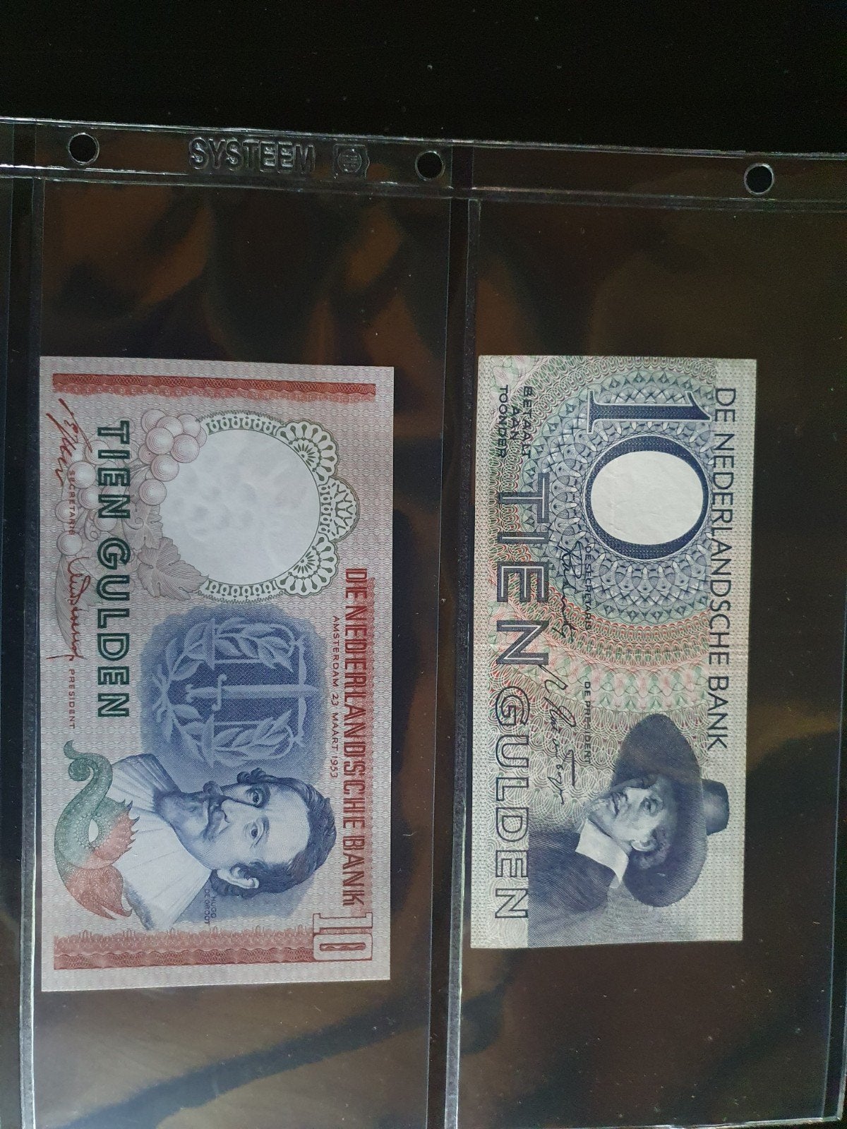 Set van 2x 10 Gulden biljetten: 1943 (ZF) en 1953 (UNC), Postzegels en Munten, Bankbiljetten | Nederland, Ophalen of Verzenden