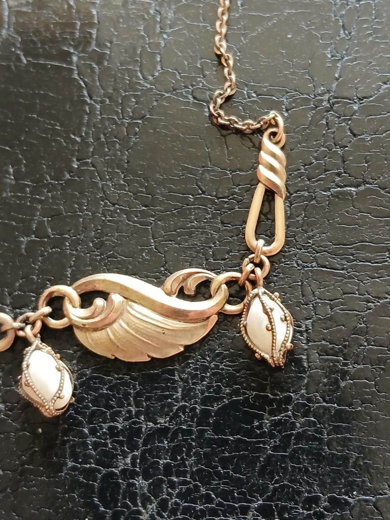 Oude ketting met 2 zeer mooie pareltjes double, Sieraden, Tassen en Uiterlijk, Kettingen, Overige materialen, Verzenden, Zo goed als nieuw