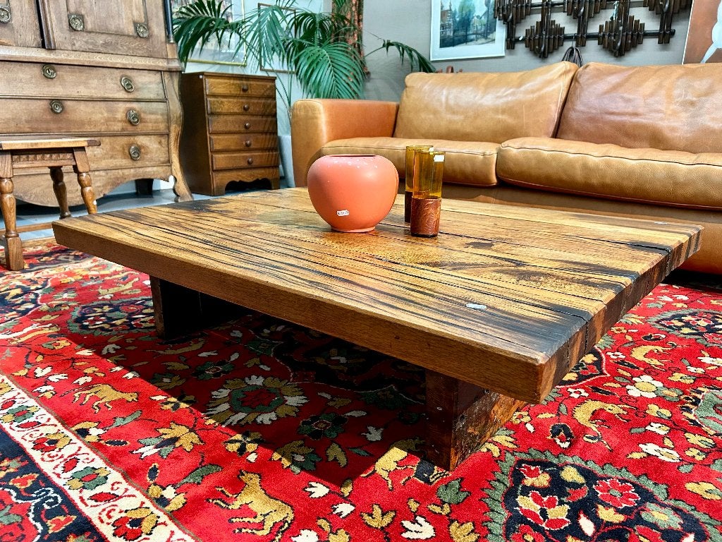 Brutalistische, Japandi Wabi Sabi salontafel # 264, Huis en Inrichting, Tafels | Salontafels, Ophalen, Brutalisme, Gebruikt, 100 tot 150 cm