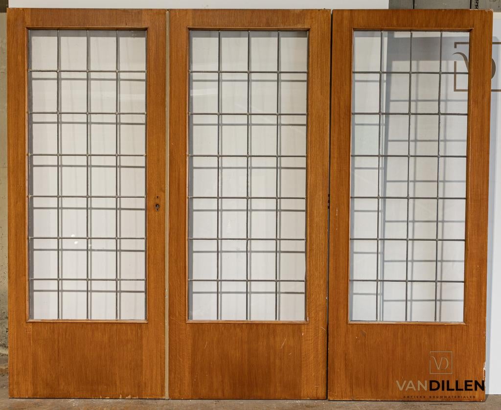 3 delige set ensuite vouwdeuren glas in lood top staat, 120 cm of meer, Binnendeur, Ophalen of Verzenden, Zo goed als nieuw
