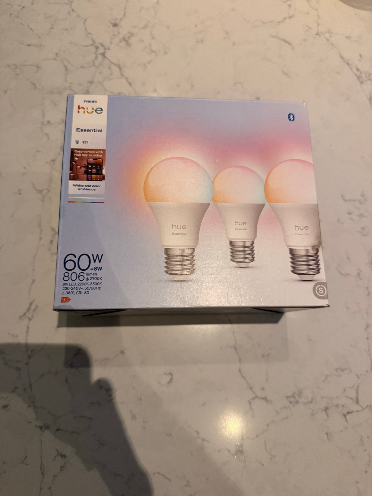 Philips Hue White and Color A60 LED Lampen E27 - 3 stuks, Led-lamp, Philips Hue, Instelbaar wit, 60 watt of meer