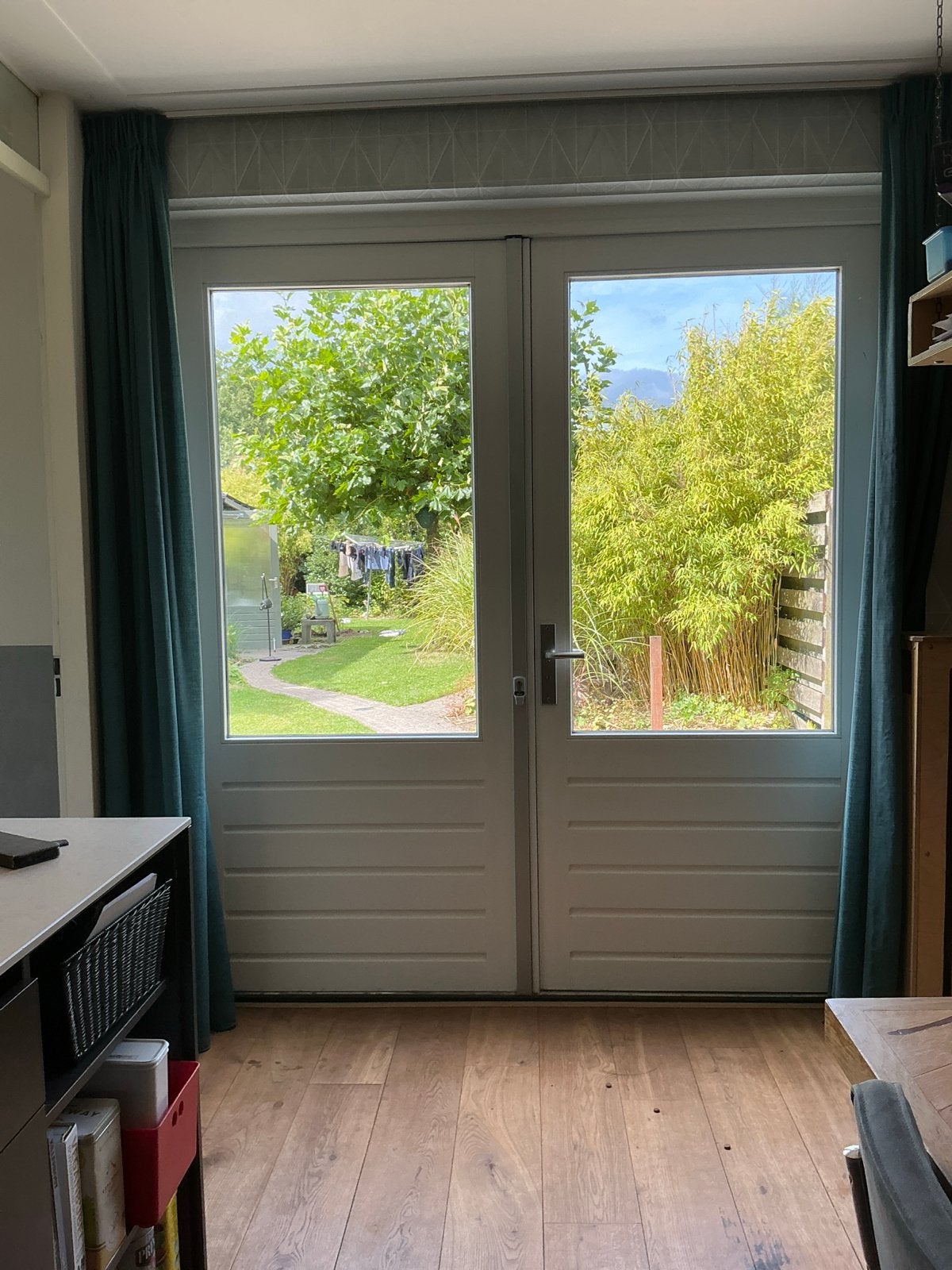 Openslaande deuren met dubbel glas, Ophalen, Gebruikt, Buitendeur, 200 tot 215 cm