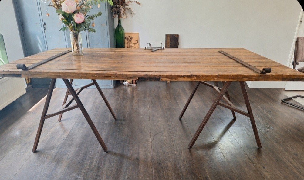Tafel industrieel, Ophalen, Gebruikt, 100 tot 150 cm, 150 tot 200 cm