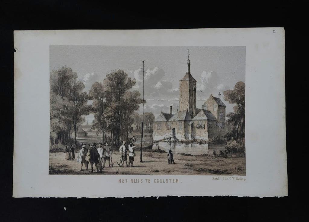21 / Het huis te Coulster - Heiloo Orig. steendruk uit 1854, Ophalen of Verzenden