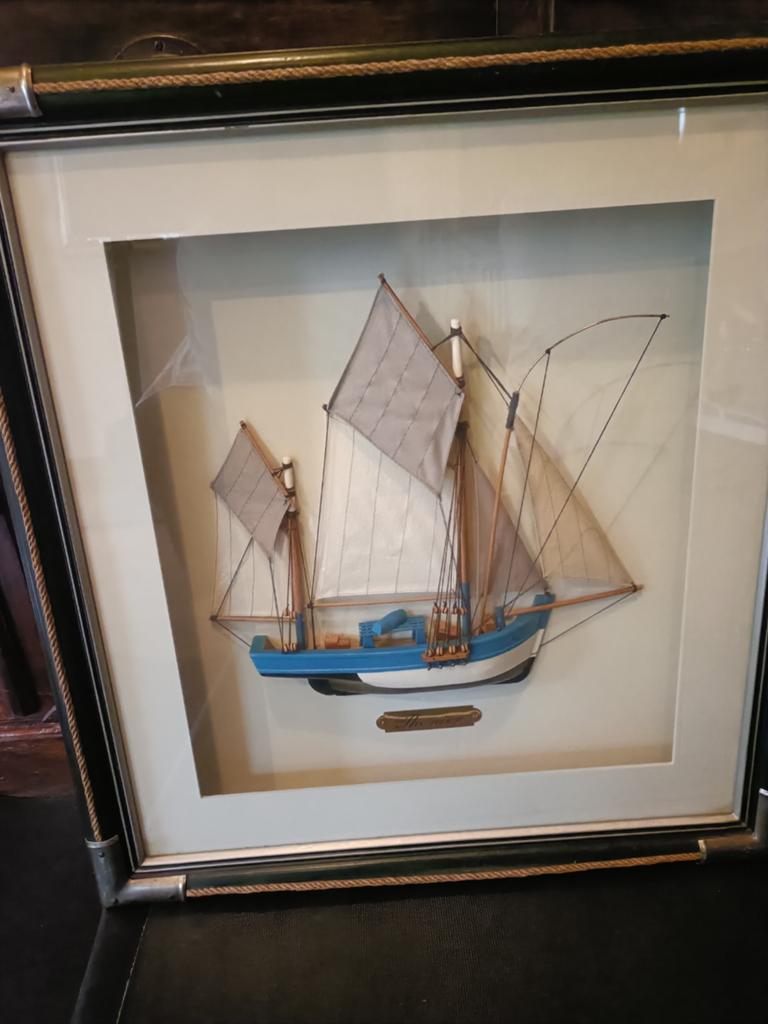 Ingelijst scheepsmodel - Maritieme decoratie, Ophalen of Verzenden, Gebruikt