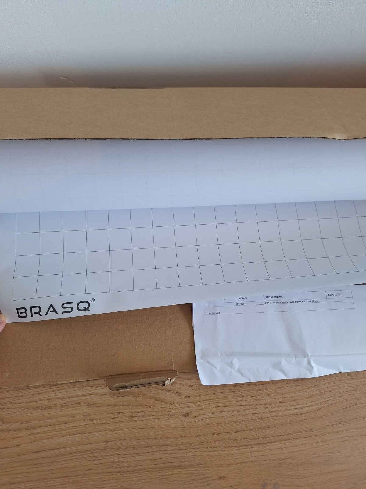 BRASQ Flipoverpapier 65x98 blanco/ruit 1 pak 50 vel, Ophalen of Verzenden, Nieuw