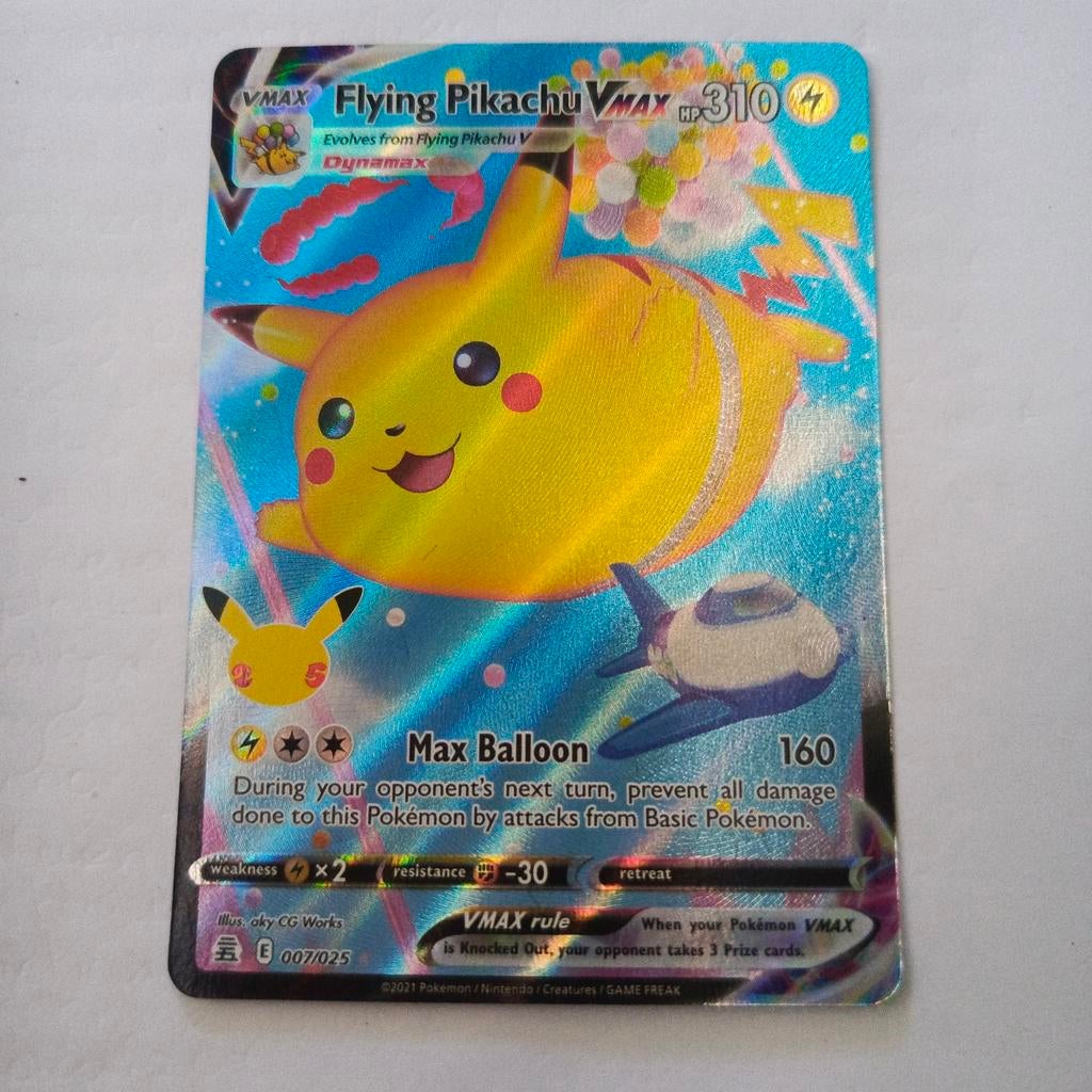 Pokémon Flying Pikachu VMAX 007/025 Celebrations Kaart, Ophalen of Verzenden, Zo goed als nieuw, Losse kaart, Foil