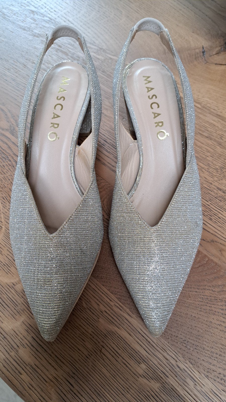 Mascaró Slingback Pumps Beige/Zilver met Gouddraad Maat 38, Pumps, Beige, Mascaró, Ophalen of Verzenden