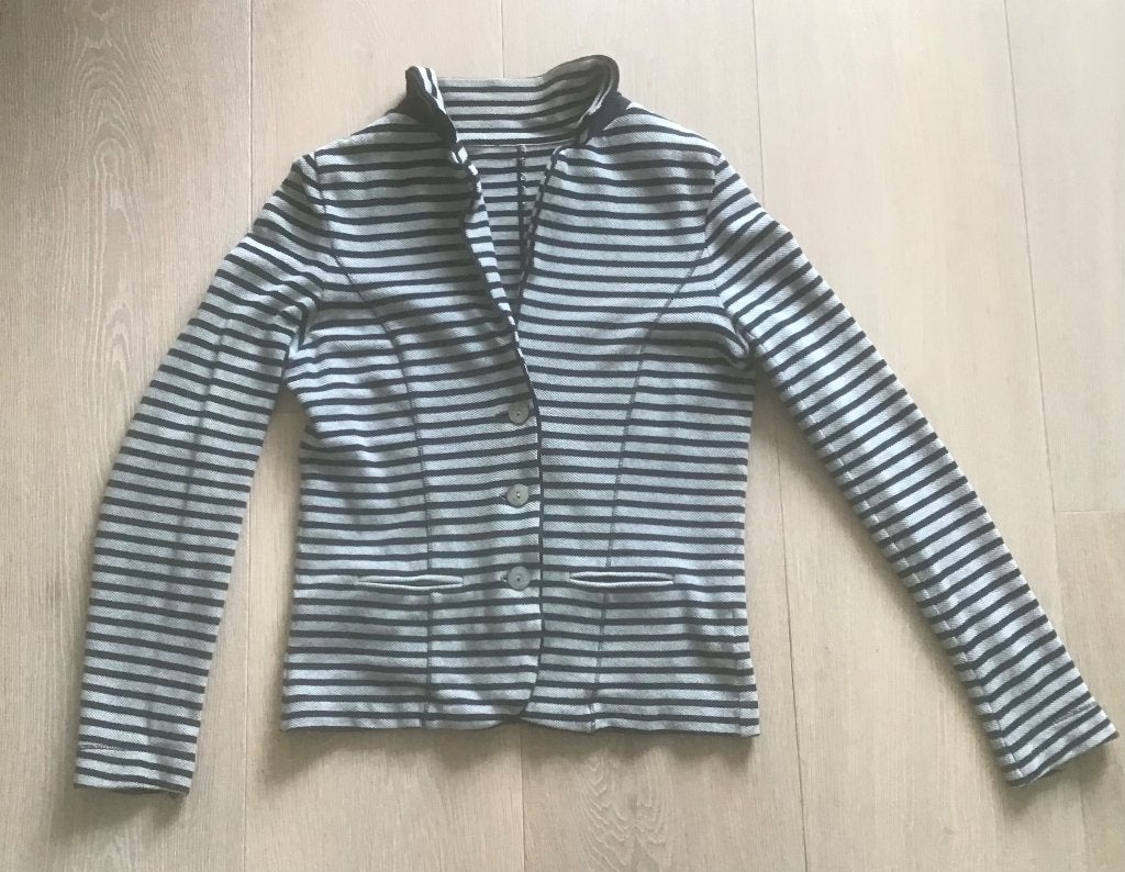 Marine met grijs gestreept vestjasje, M, Ophalen of Verzenden, Gedragen, Maat 38/40 (M), Blauw