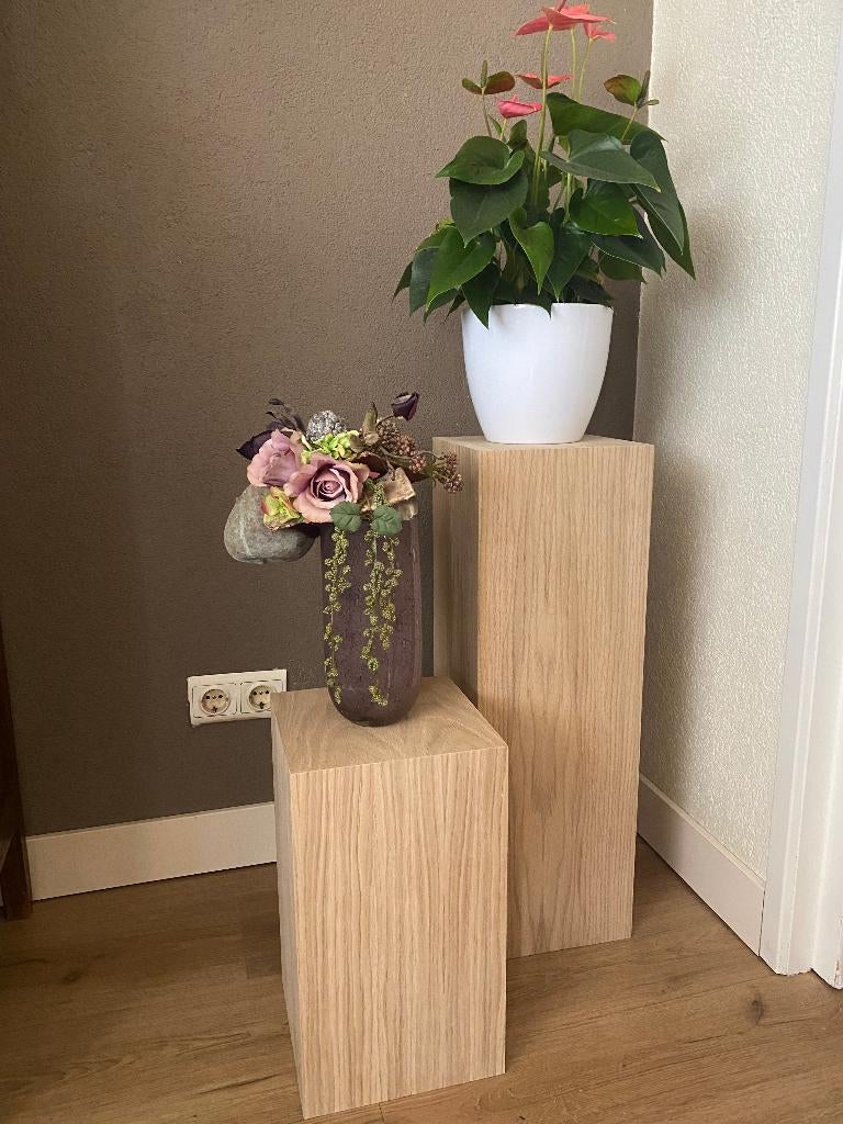 Eiken fineer zuil 25 x 25 x 40 cm Zuil | Sokkel, Ophalen of Verzenden, Nieuw