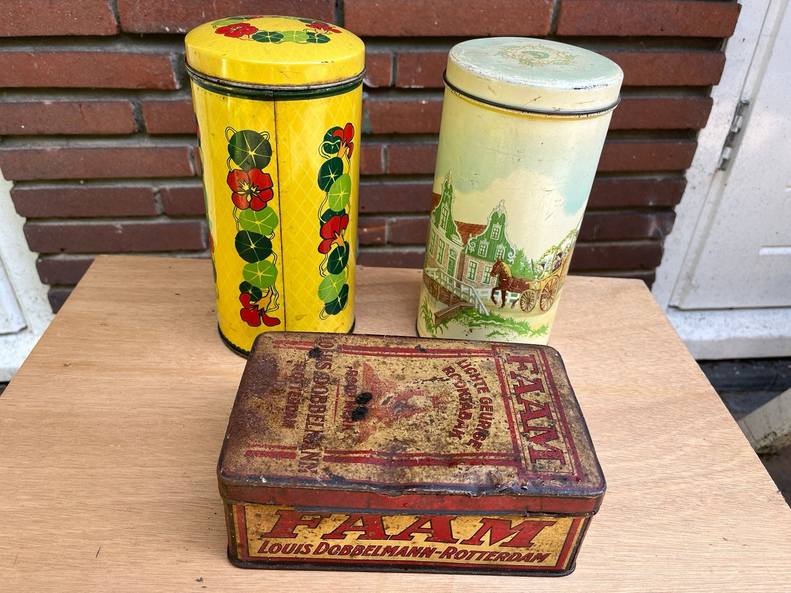 3 Vintage Blikken Verkade Faam Albert Heijn, Ophalen, Zo goed als nieuw, Koek(jes), Verkade