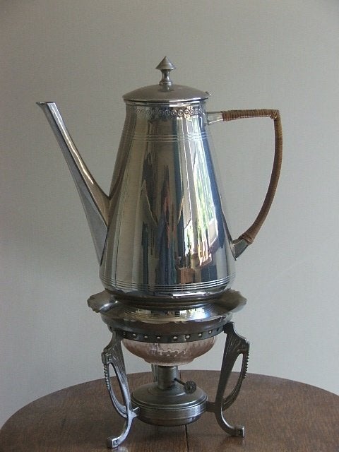 theepot met spiritusbrander, Ophalen of Verzenden, Gebruikt, Zilver, Overige stijlen