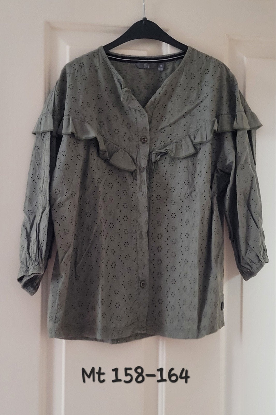 Groene blouse maat 158-164 van Levv, Kinderen en Baby's, Kinderkleding | Maat 158, Gebruikt, Meisje, Overhemd of Blouse, Ophalen of Verzenden