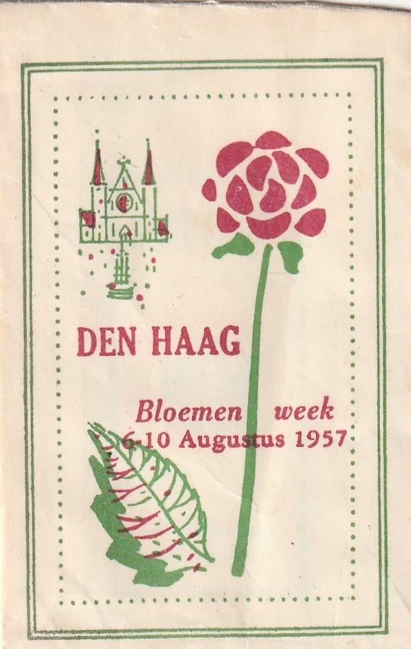 Suikerzakje #1411 : bloemenweek Den Haag 1957, Verzamelen, Verzenden, Nederland