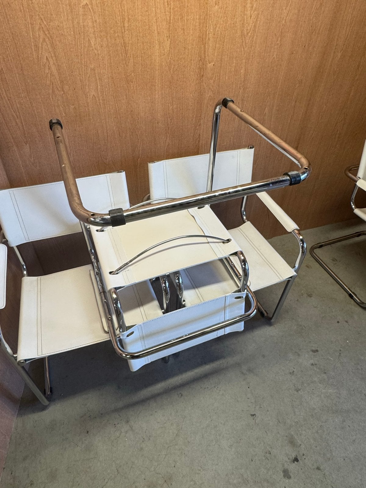 4 vintage Bauhaus stijl stoelen/ cantilever, Ophalen, Gebruikt, Strak, Wit