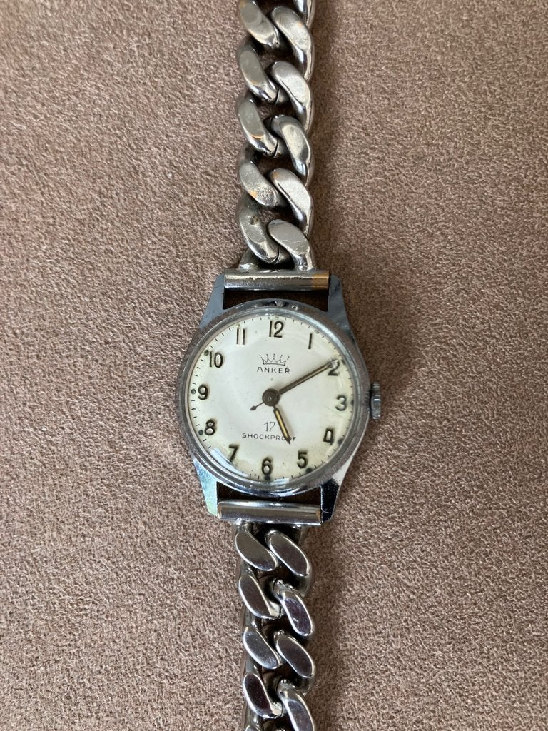 Anker Handopwind Heren horloge, Overige merken, Staal, Gebruikt, Staal