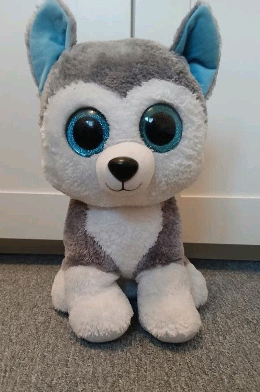 Ty beanie boo husky slush XL 42 cm, Overige karakters, Grijs, Zo goed als nieuw, Middelgroot (20 tot 80 cm)