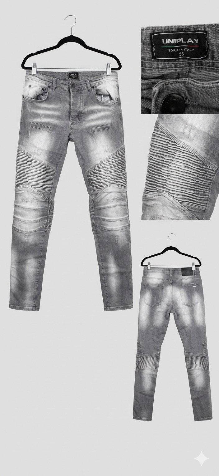 Grijze uniplay heren jeans maat 33, Kleding | Heren, Ophalen of Verzenden, Zo goed als nieuw, Grijs, W33 - W34 (confectie 48/50)