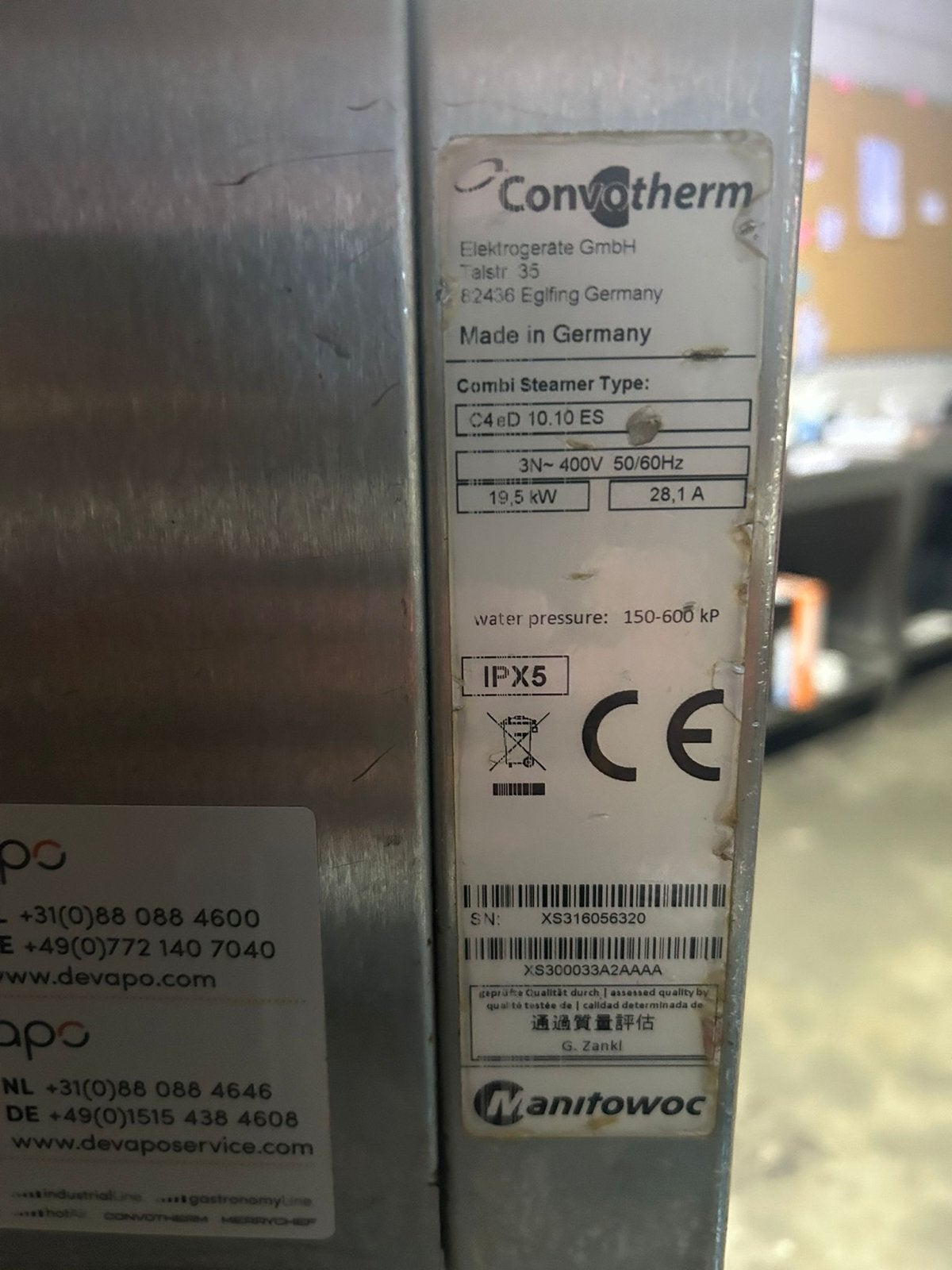 ConvoTherm Combi Steamer C4eD 10.10 ES - Professionele Oven, Ophalen, Hete lucht, Vrijstaand, 60 cm of meer