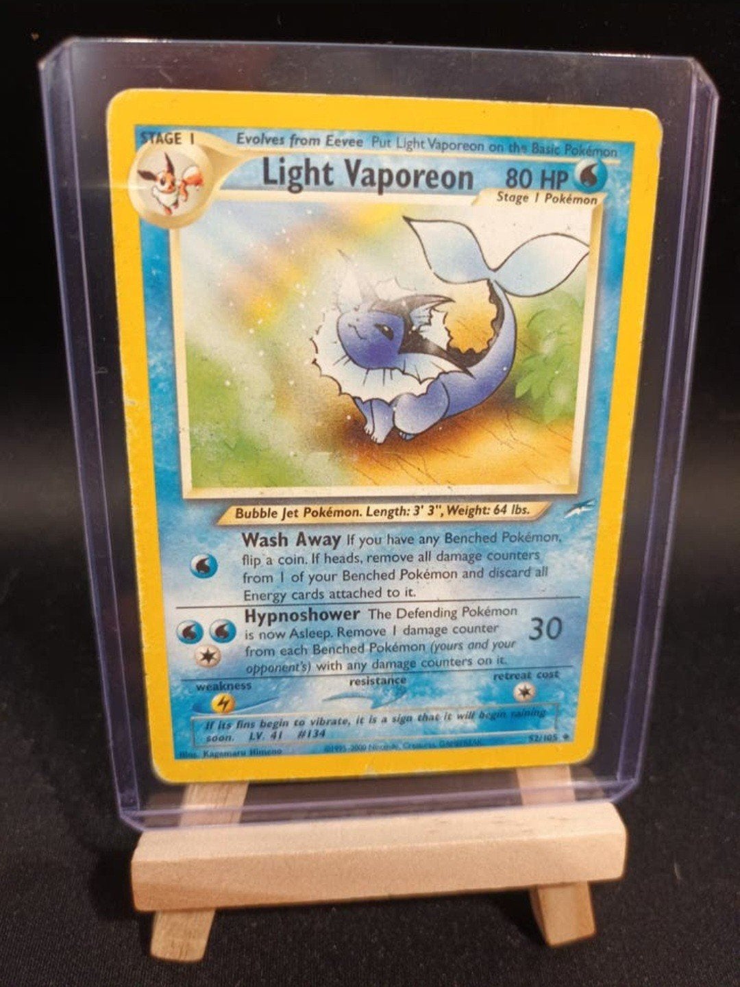 Pokémon Light Vaporeon 52/105 Neo Destiny, WOTC, Vintage, PL, Ophalen of Verzenden, Gebruikt, Losse kaart