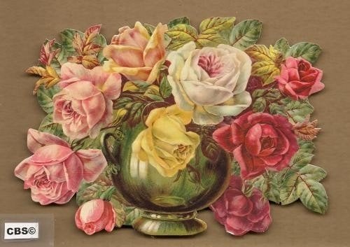 Rozen boeket in bolvaas poezieplaatjes 5093, Ophalen of Verzenden