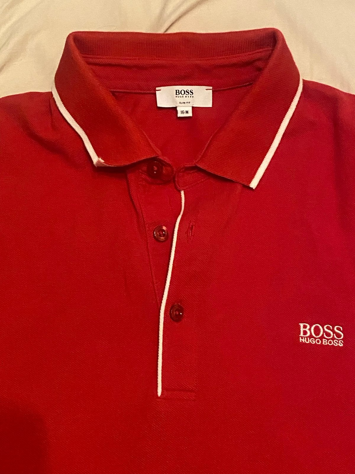 Hugo Boss Slim Fit Polo Rood Maat M, Kleding | Heren, Ophalen of Verzenden, Zo goed als nieuw, Maat 48/50 (M), Rood