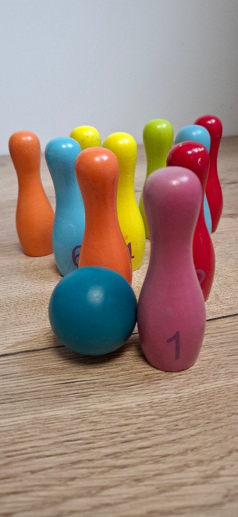 Houten Bowling Set / Kegelspel Kinderen (10 Pins), Gebruikt, Onbekend, Ophalen of Verzenden, Onbekend