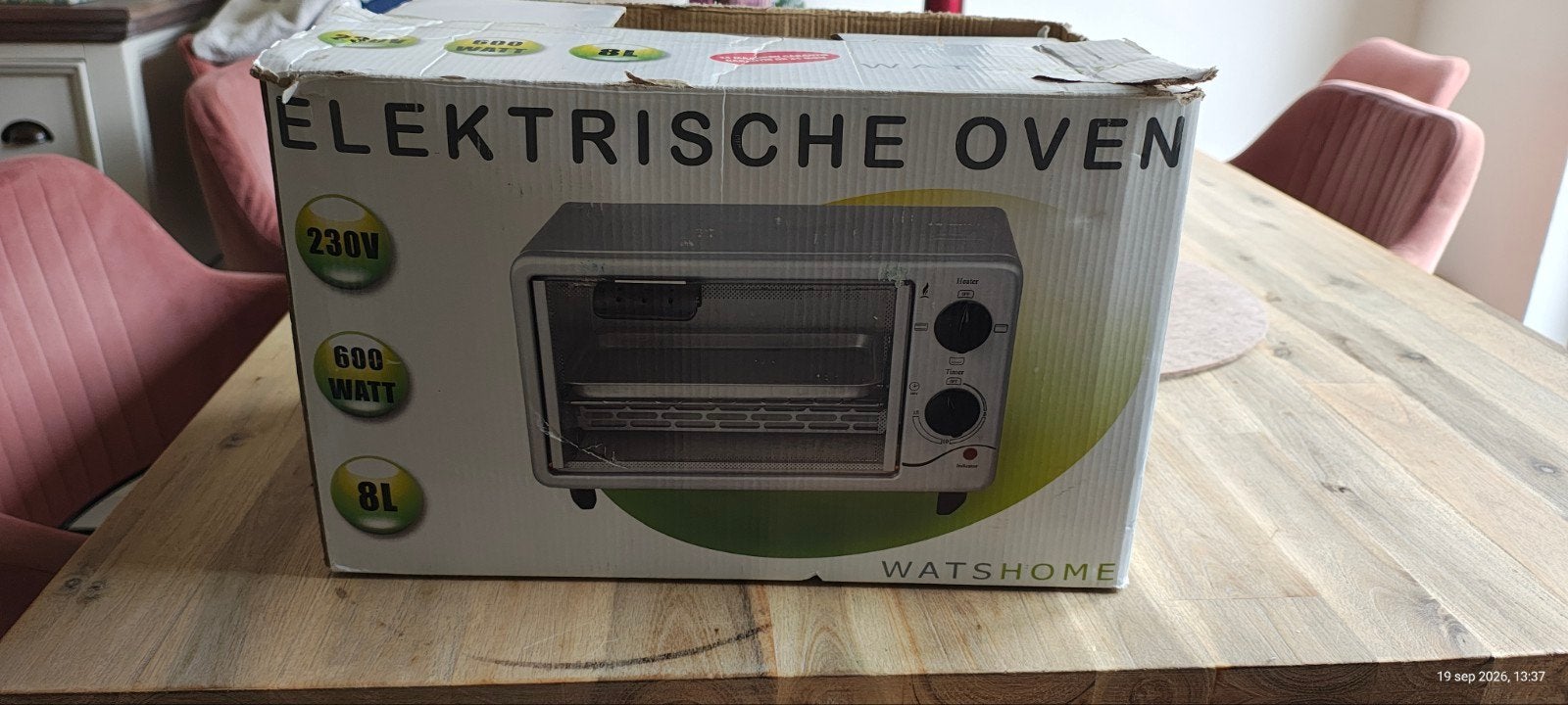 WatsHome Mini Elektrische Oven 8L - 600W, Minder dan 45 cm, Overige merken, Minder dan 45 cm, Nieuw