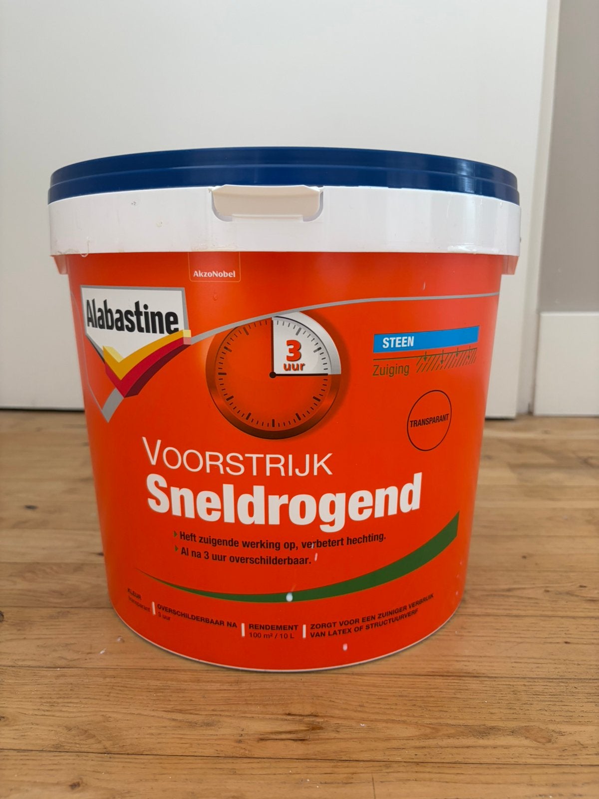 Alabastine voorstrijk sneldrogend, Doe-het-zelf en Verbouw, Verf, Beits en Lak, 5 tot 10 liter, Ophalen, Zo goed als nieuw, Wit