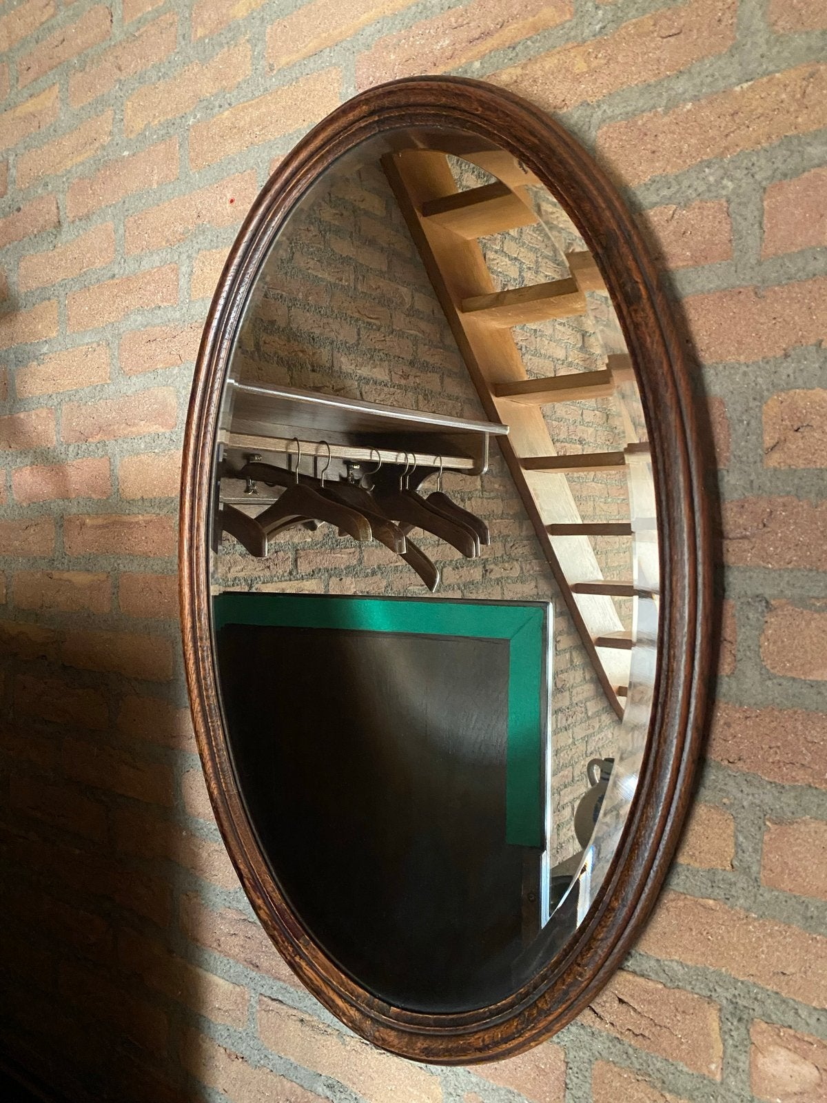 Ovale spiegel met houten lijst, Ophalen, Ovaal, 50 tot 100 cm, 100 tot 150 cm