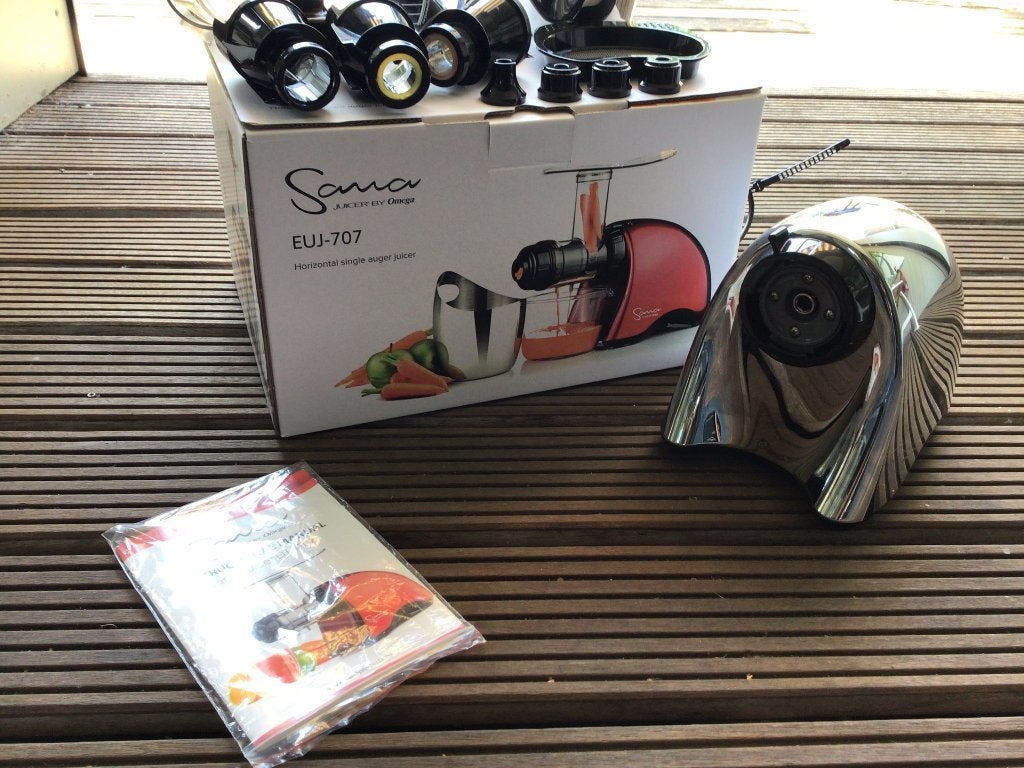 Sana by Omega EUJ-707 Slowjuicer chrome, Witgoed en Apparatuur, Verzenden, Zo goed als nieuw, Elektrisch, Slowjuicer