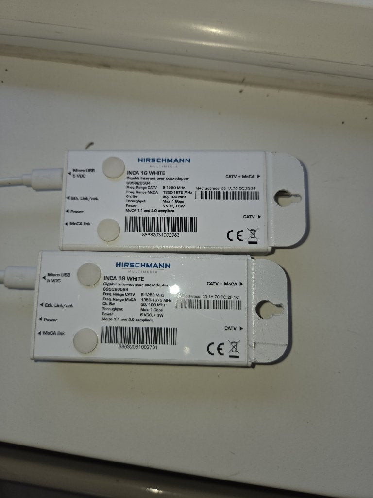 Set Hirschmann INCA 1G Multimedia Over Coax Adapter, Ophalen of Verzenden, Zo goed als nieuw