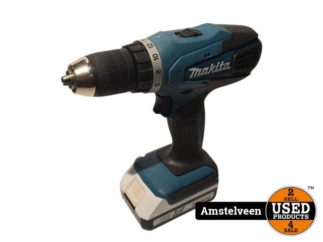 Makita Accuboormachine DF457D 18V (1x 1,5Ah) Body, Makita, Gebruikt, Support@makita.com, Makita Corporation, 3-11-8, Sumiyoshi-cho, 
Anjo, Aichi 446-8502
Japan