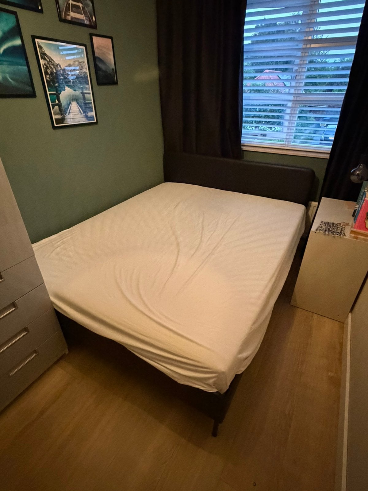 Bed 160x200cm, Ophalen, Overige materialen, Zwart, Tweepersoons