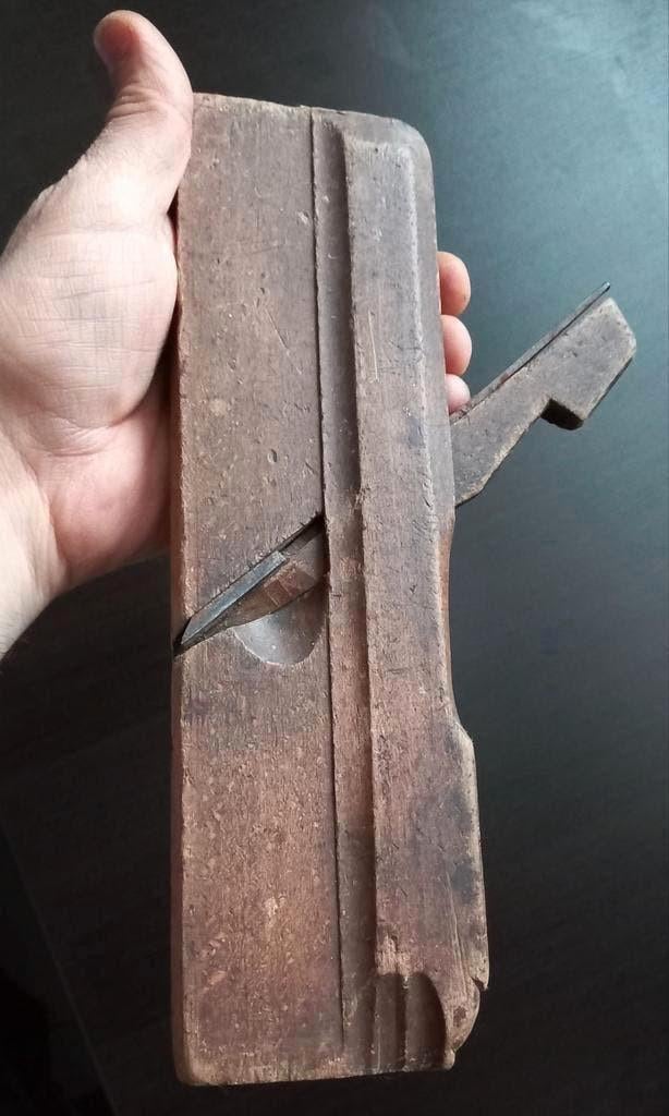 Antieke houten SCHAAF gereedschap hout met ijzer 19e eeuw, Ophalen of Verzenden