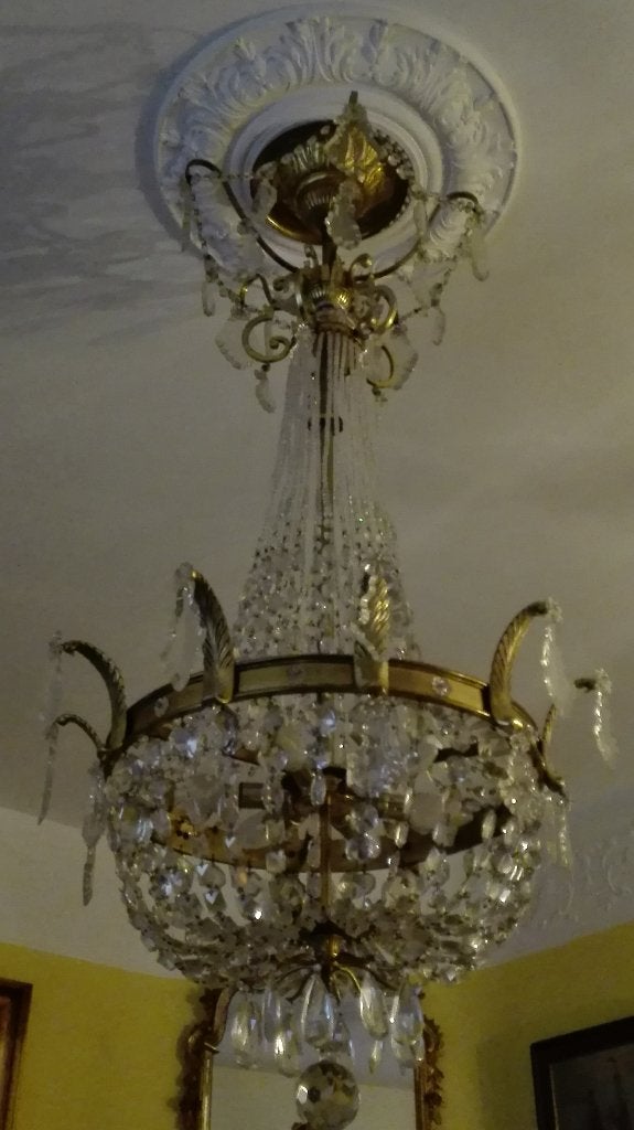 Antieke empire style zak luchter 120 cm 1900 e, Antiek en Kunst, Antiek | Lampen, Ophalen