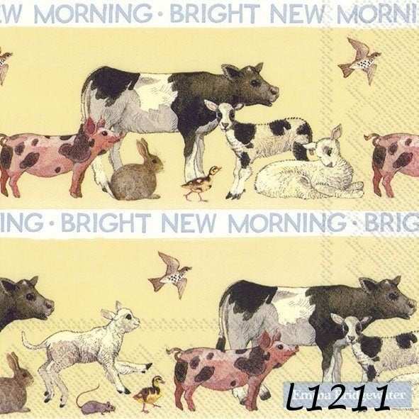 Servetten decoupage/bullet journal * boerderij dieren L1211, Verzenden, Nieuw