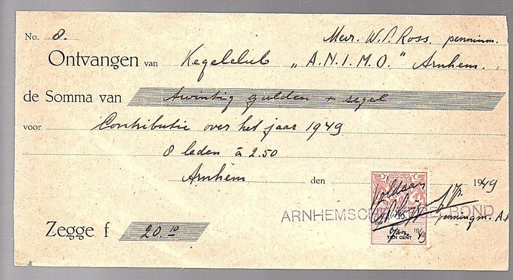Kegelclub ANIMO Arnhem 1949, Verzamelen, Ophalen, Gebruikt