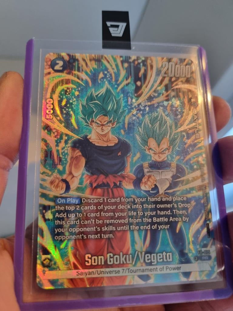 Dragon Ball Super Card Game Son Goku/Vegeta pr FP-075, Ophalen of Verzenden, Zo goed als nieuw, Losse kaart, Foil