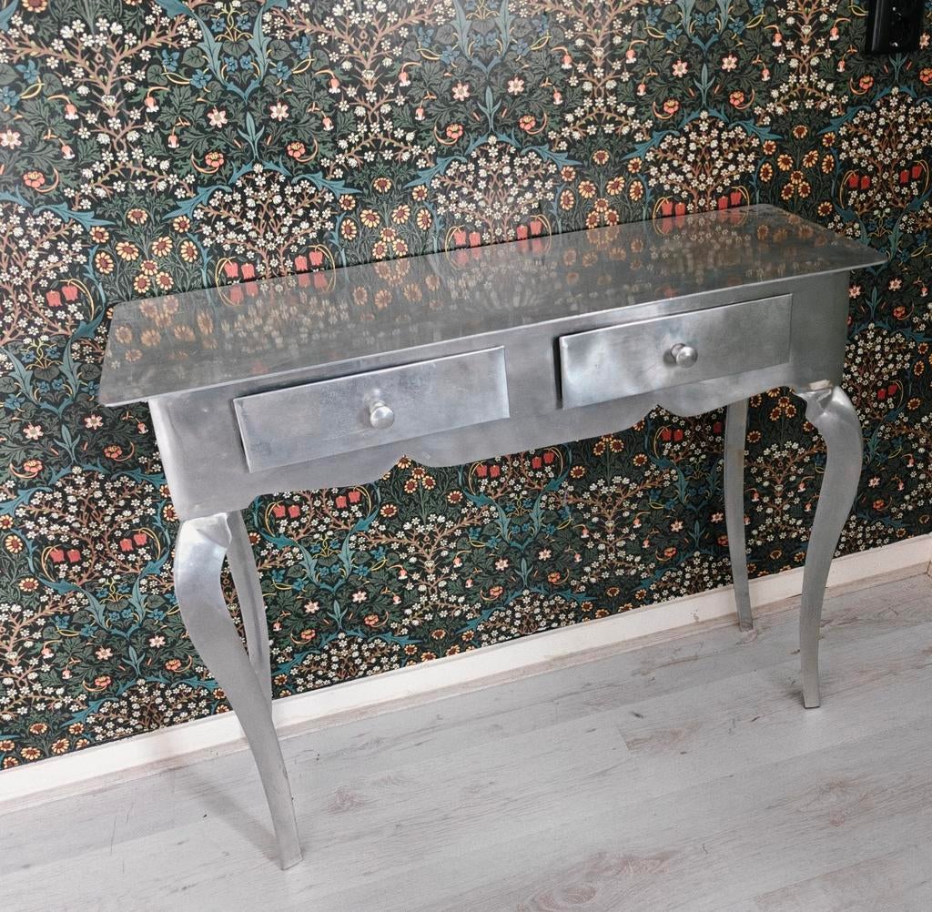 Zilveren gangkastje / zijtafeltje, Huis en Inrichting, Tafels | Sidetables, Ophalen, Gebruikt, 50 tot 100 cm, Metaal