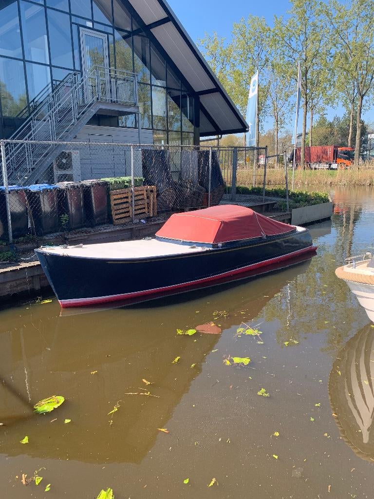 Te koop: Unieke stalen salonboot / sloep, Watersport en Boten, Sloepen, Ophalen, Gebruikt, Staal, Kussenset