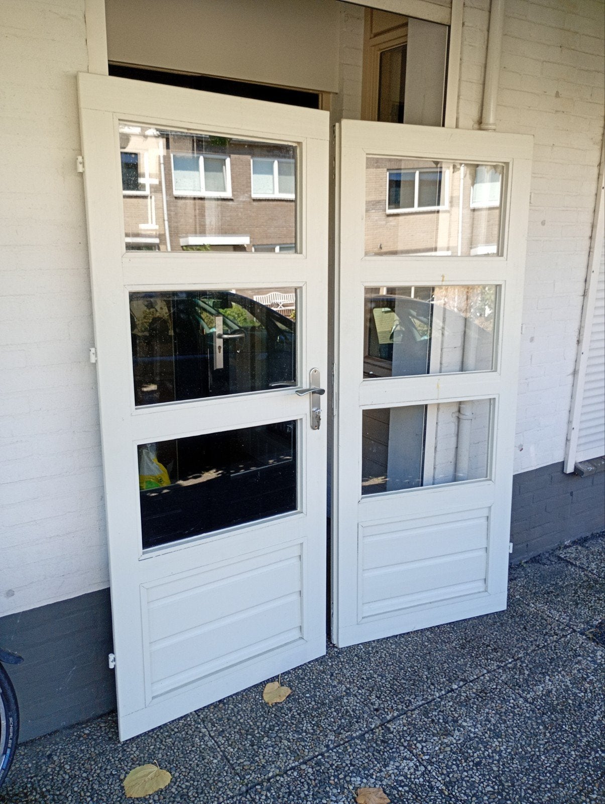 Dubbele openslaande tuindeuren, Doe-het-zelf en Verbouw, Deuren en Horren, Ophalen, Gebruikt, 120 cm of meer, Minder dan 200 cm