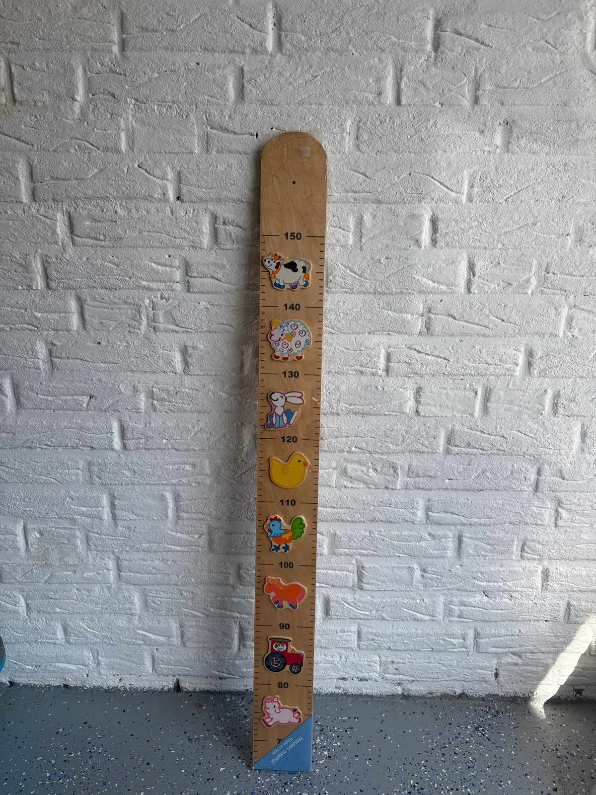 Houten groeimeter met boerderijdieren, Ophalen, Nieuw